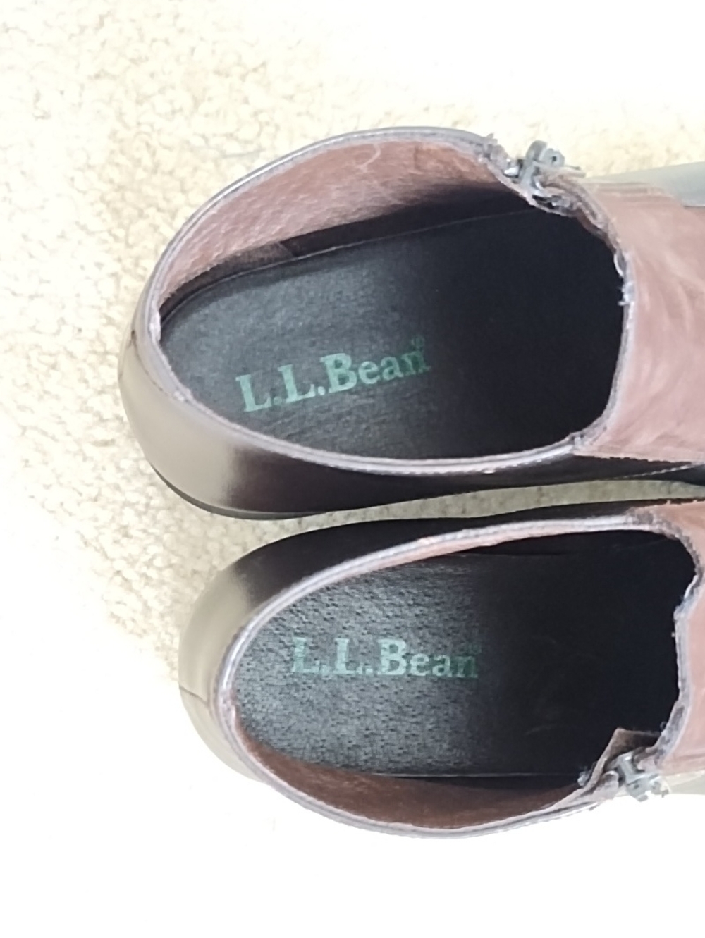 LL Bean Leather Suede Ankle Boots Women's 9M Dark Brown 90s Side Zip Chunky - Picture 5 of 9